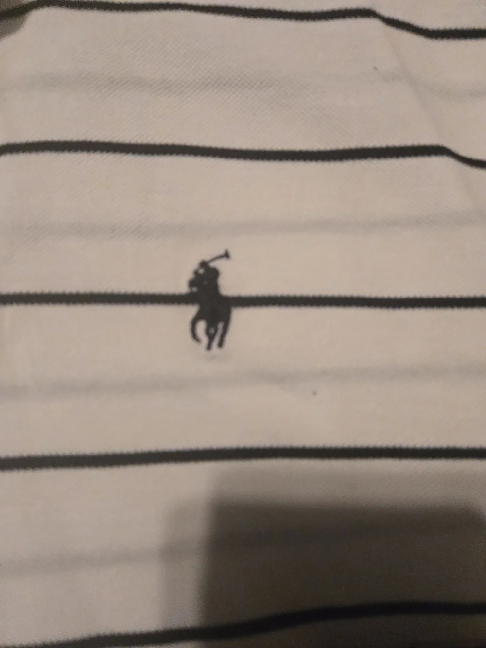 : Polo Ralph Lauren Mens Small Black White Striped Pony Logo Pique Polo Shirt